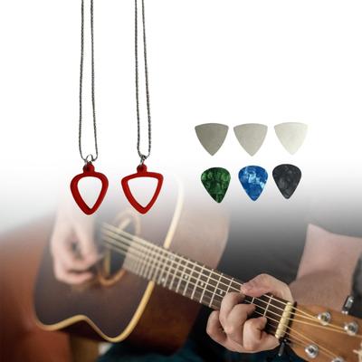 Gitarrenplektrum-Halter-Halskette, Gitarrenplektrum-Anhänger, doppelseitige Plektrum-Aufbewahrung