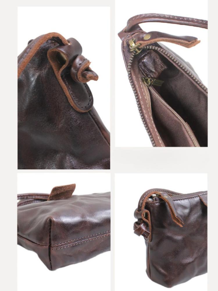 Johnature Versatile And Minimalist Small Crossbody Bag Genuine Leather Solid Color Soft Cowhide Mini Shoulder Bag