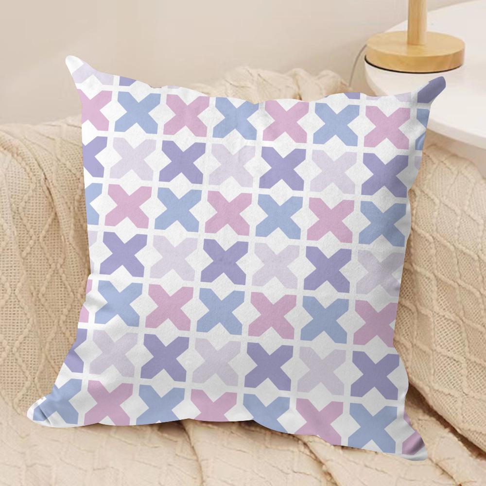 Simple Purple Plaid Cushion Cover Soft Plush Throw Pillow Cover DoubleSided Printed Cushion Case Sofa Home Decor