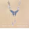 2025 Light Luxury Blue Crystal Butterfly Necklace for Women – Elegant Clavicle Chain Accessory