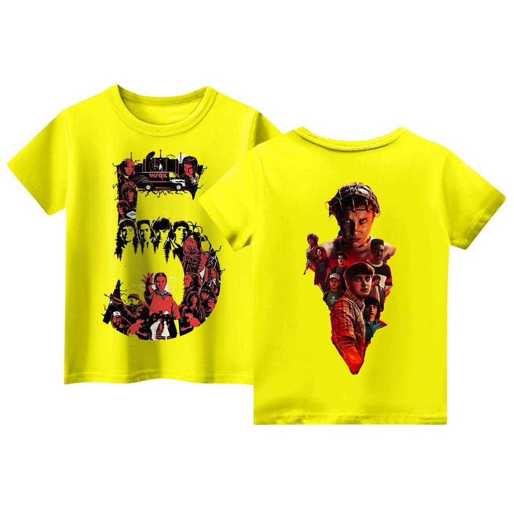 Children's Short Sleeve Tops Casual Print T Shirt Round Neck Pullover Blouse