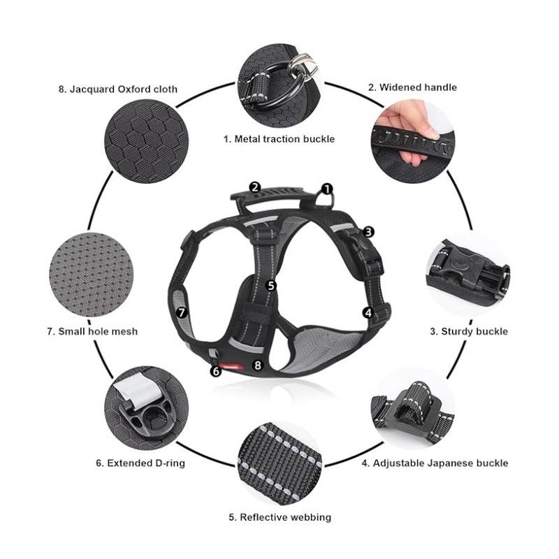 Pet products medium and large pet dog  rope imitation nylon dog walking rope, new reflective dog leash chest strap set