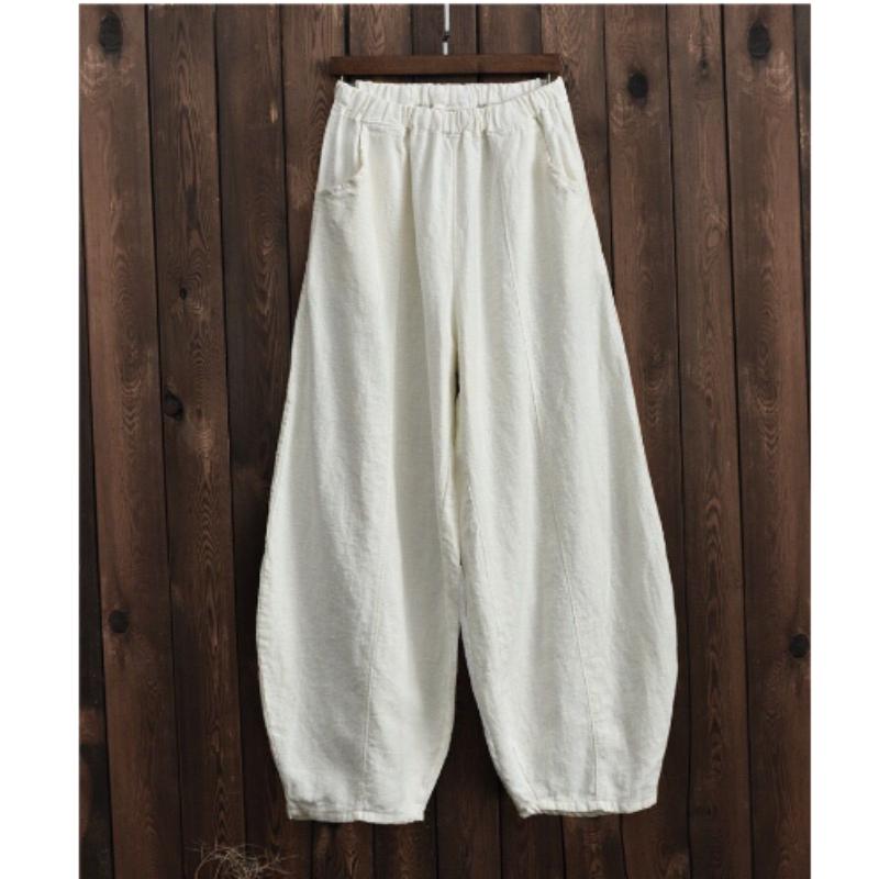 Atmungsaktive Hosen für Frühling und Sommer Japanische Übergröße Baumwolle und Leinen Locker Lässig Bloomers Damen
