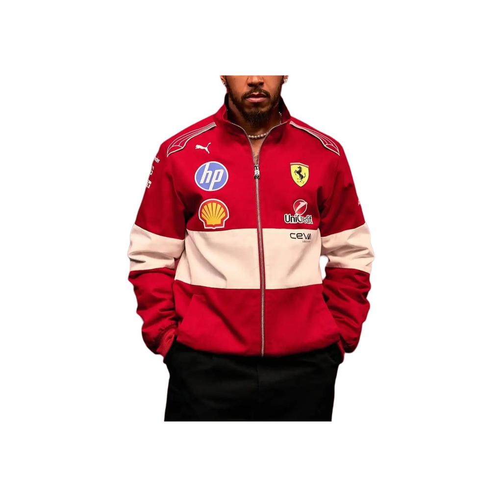 Puma Giacca da uomo con zip lunga e colletto alto, versatile, moda F1 Ferrari, rossa 763954-01