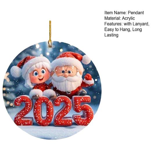 Santa Claus Acrylic Pendant with Lanyard Easy To Hang Adorable Christmas Tree Decoration Hanging Ornament Holiday Gift