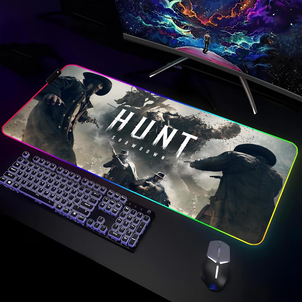 H-Hunt-Showdown Tappetino per Mouse da Gioco Tappetino da Scrivania RGB per Giocatori Tappetino per Tastiera Tappetini per Mouse LED per Computer Portatili da Gioco Protezione da Scrivania Tappetini per Mouse Anime