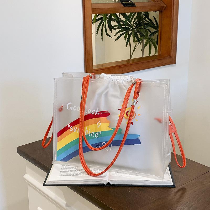 Regenbogen transparent Mutter-Kind-Tasche Tragetasche Sommer große Kapazität neu vielseitig lässige Umhängetasche