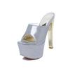 Fashion Sexy Mules Shoes Women Sandals 16cm Extreme High Heels Slippers Luxury Platform Summer Shoes Ladies Slides Flip Flops Large Size