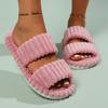 Women's Winter Warm Fuzzy Maternity Slippers, Open Toe Slip On House Shoes, Thick Sole Soft Plush Indoor Outdoor Slides