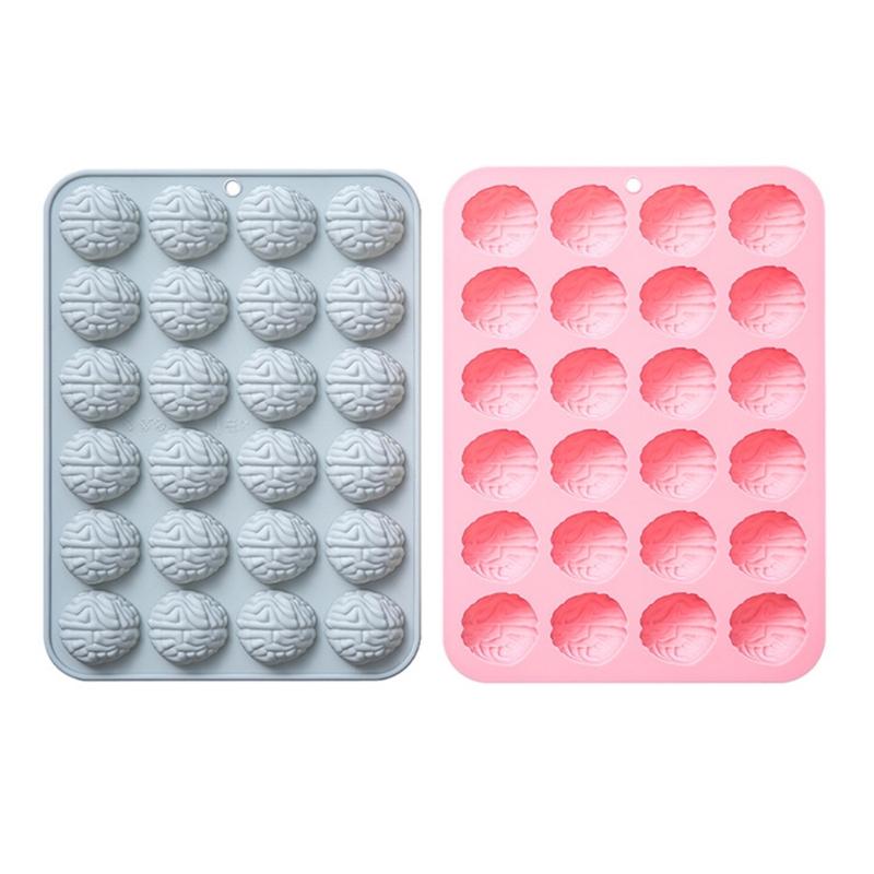 24Cavity Brains Shaped Silicone Molds Fondants Molds Pastries Bakings Decorating Tool Soap Molds Cake DIY Supplies