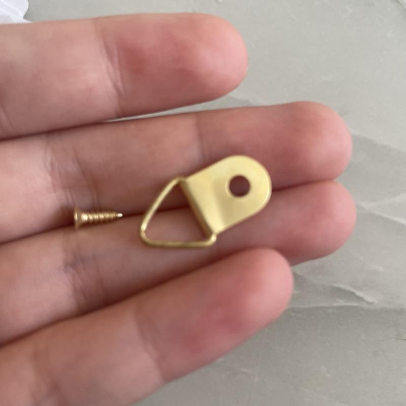 100Pcs Photo Frame Hook Accessories Triangle Hanging Ring Hardware Hanging Buckle Picture Frame Medium Ring Screw Golden Triangle Hook