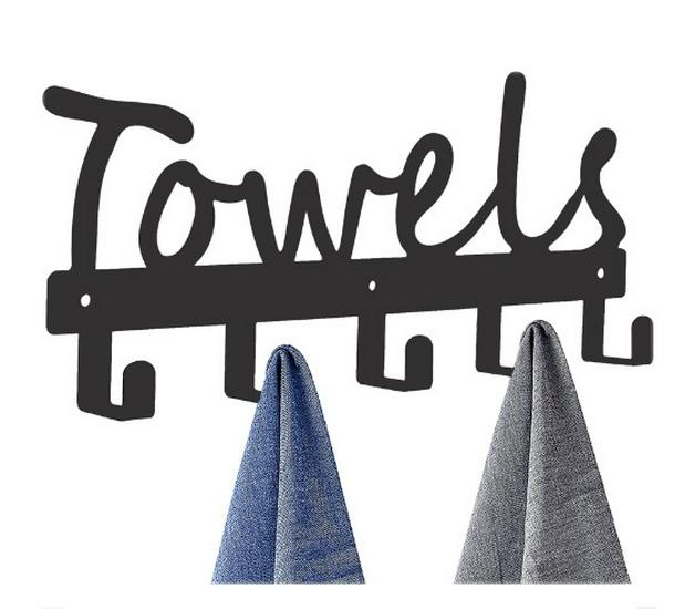 No-Drill Wrought Iron Towel & Hat Hook for Door Storage