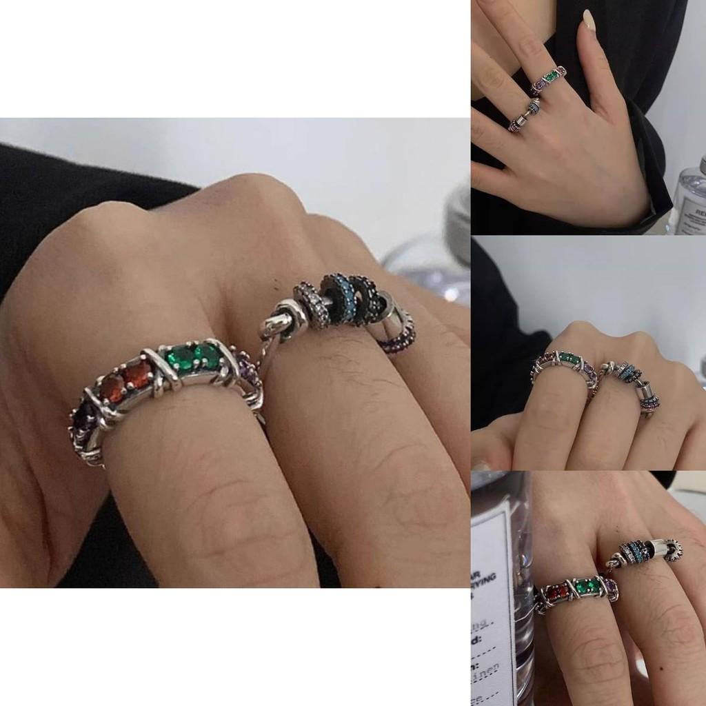 Unique Vintage Style Adjustable Rainbow Zircon Ring For Women Fashion Jewelry