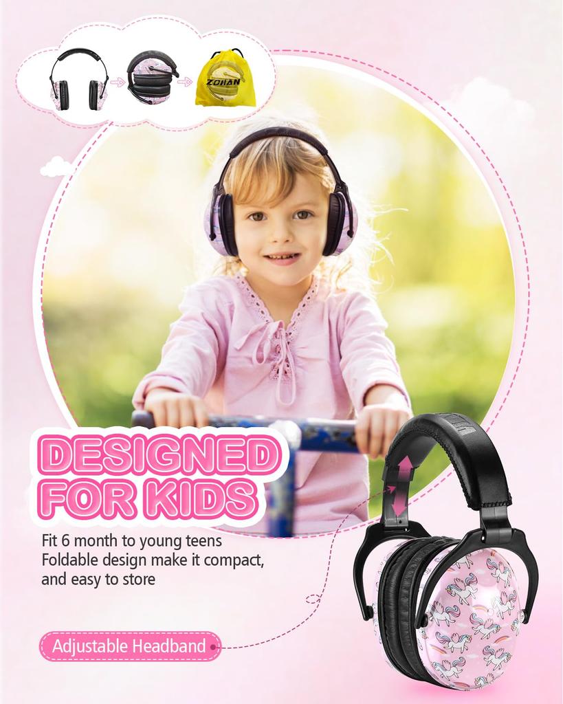 ZOHAN 030 Soundproof Earmuffs for Noise Reduction Rating Earmuff Protectors for Hearing Protection with Adjustable ANSI CE for Hyperacusis Kids,
