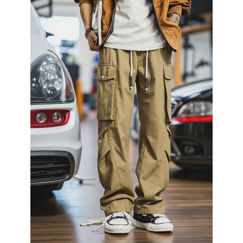 American Retro Heavy Cotton Wide-Leg Straight Work Pants for Men, Spring and Autumn Pants, Foreign Trade Men's Loose Casual Long Pants
