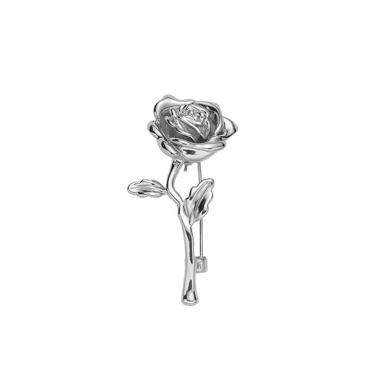 Luxury High-End Gold-Tone Rose Flower Brooch Pin For Women & Men - Elegant Suit Coat Badge Fashion Jewelry Lapel Accessory