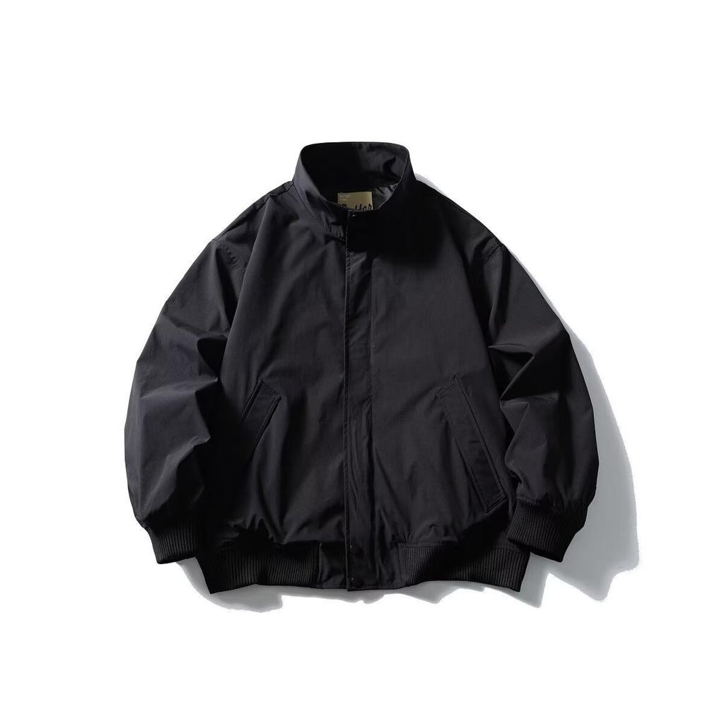 Spring and autumn new Japanese retro stand-up collar loose tooling jacket men's trend solid color versatile retro casual coat