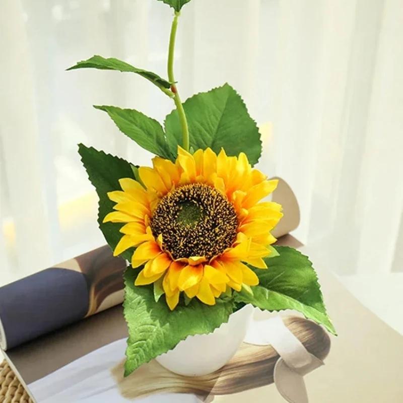 Home Decoration Artistic Sunflower Planters Garden Ornament Simple Living Room Tabletop Decorations Simulation Flowerpot Gifts