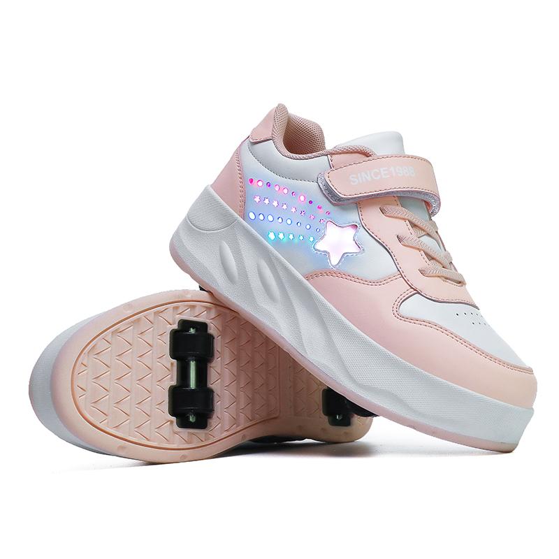 Children Outdoor Wheel Shoes Multifunctional Sports Shoes Zapatos De Niña Fashion 4-wheel Roller Skates Sneakers for Students