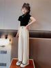 2024 Girls' Summer Ice Silk Straight-Leg Pants - Thin, Loose, Long-Leg Design for Big Kids