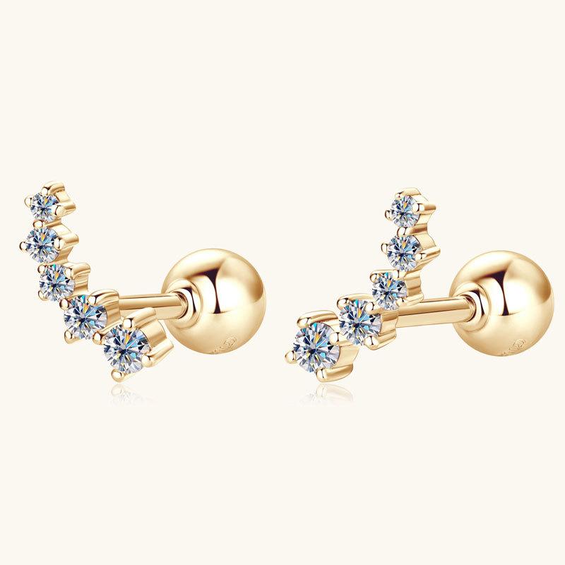 

Серебряные гламурные модные и индивидуальные серьги-гвоздики из 10-каратного золота с маленькими каратами Mossan Diamond, серьги высокого дизайна для девочек 10K-0.08 carats+0.08 carats золотистый