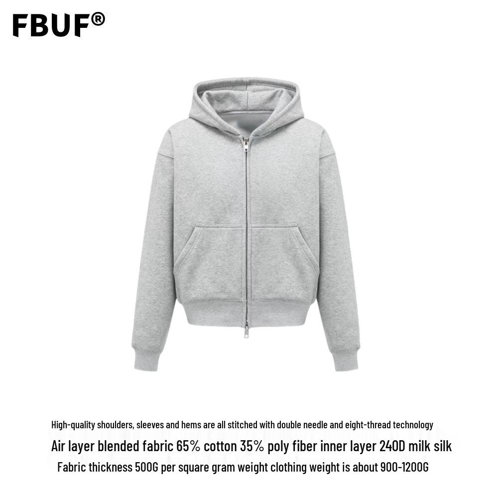 

Men s Oversized Retro Hooded Sweatshirt - 500G Heavyweight Cardigan Jacket Extra Large серый