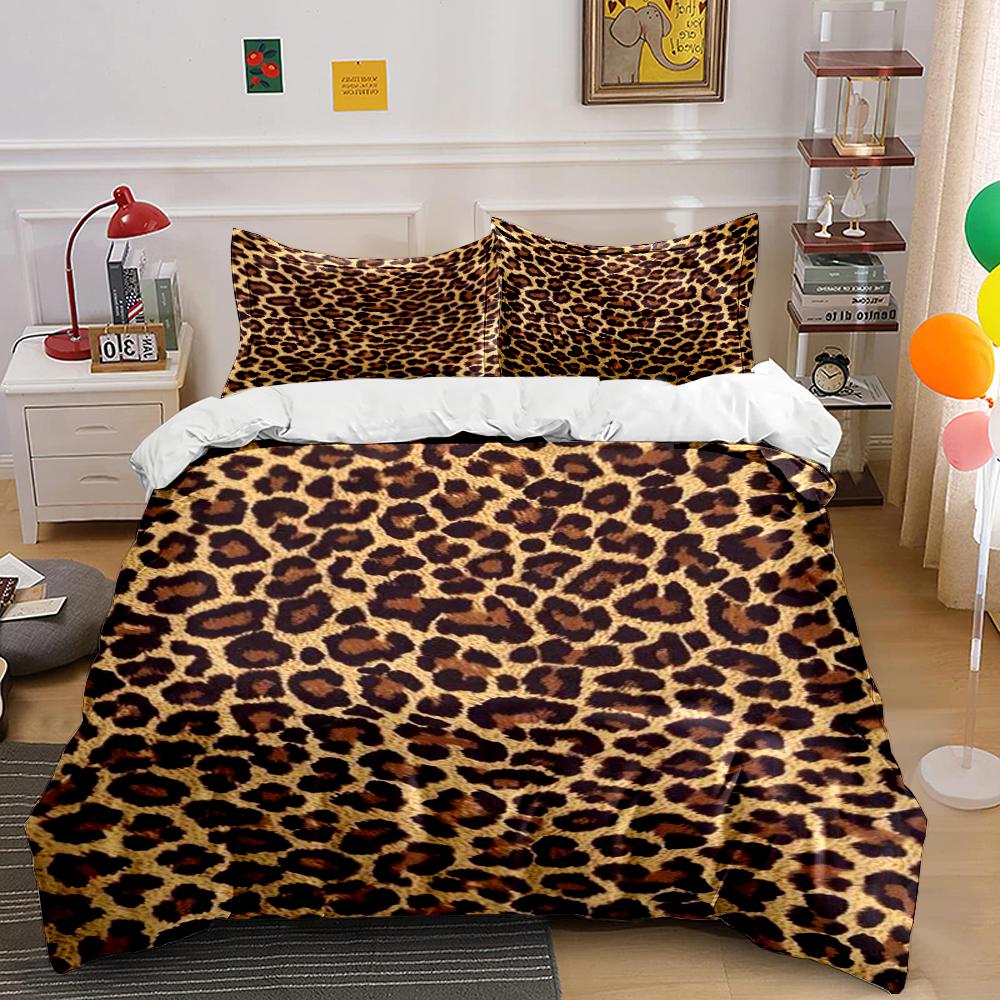 Leopard Print Bedding Set Bedding set (1 duvet cover, 2 pillowcases, duvet not included) 135x200cm