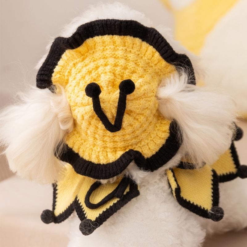 Holiday Dog Hat Collar Warm Thicken Weave Knitted Hat For Small To Large Animals Party Indoor Use