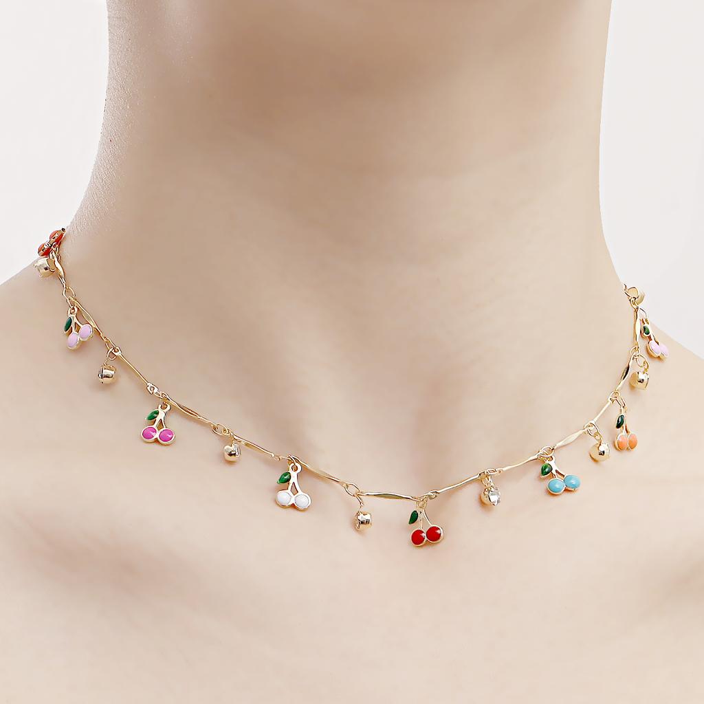 Ins kolorowy naszyjnik z wisiorkiem z cyrkonem w kształcie wiśni choker w stylu Spice girl wybuchowy przedmiot naszyjnik