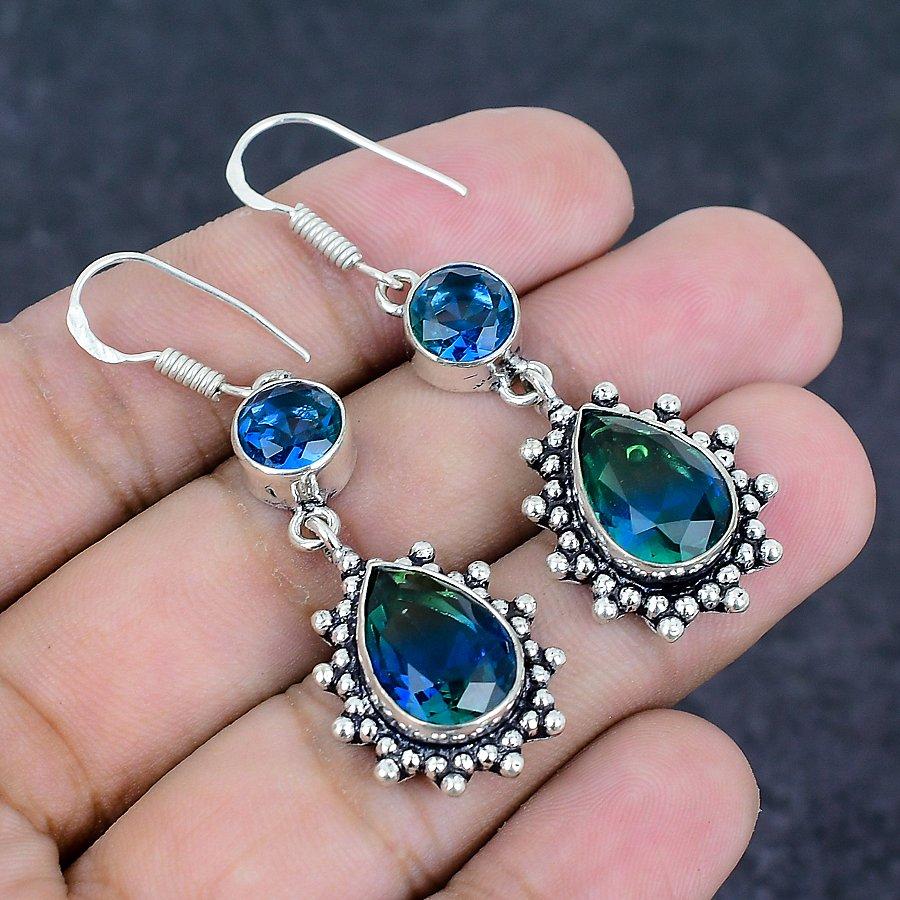 Iolite Quartz Gemstone 925 Sterling Silver Earring 2.13"