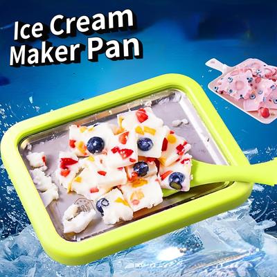 Ice Cream Maker Pan with 2 Scrapers Ice Cream Maker Plate Multifunctional Cold Sweet Fried Food Plate Rolled Ice Cream Maker