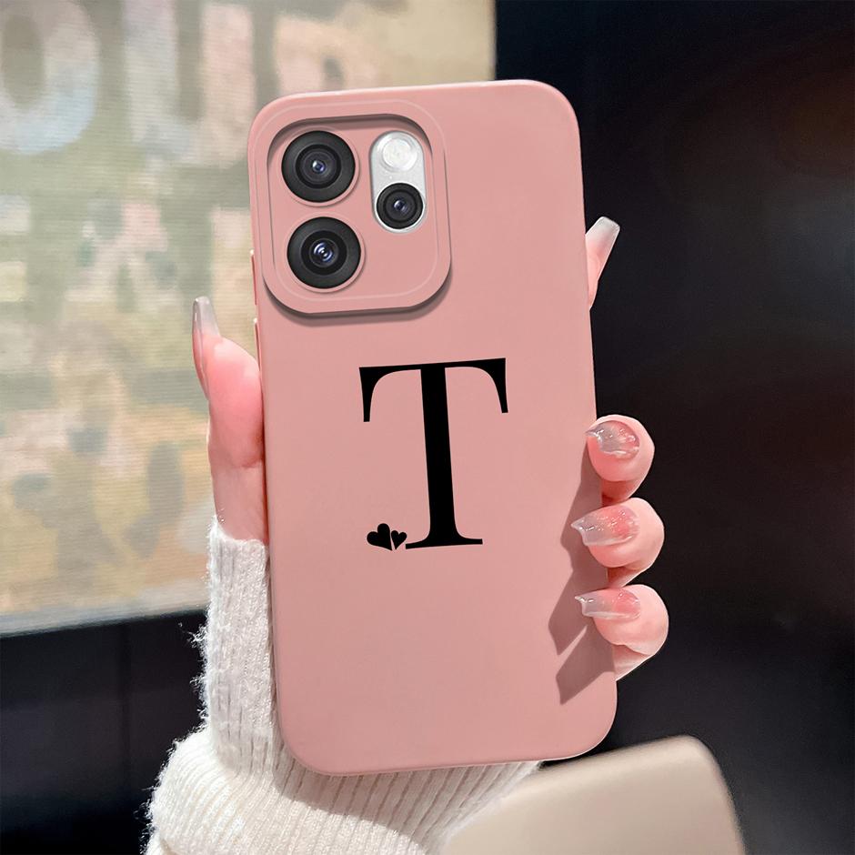 For Oppo Reno15 F Pro Case Simplicity Heart 26 Letters Shockproof Soft Liquid Silicone Cover For OppoReno15 15Pro Reno15F Fundas