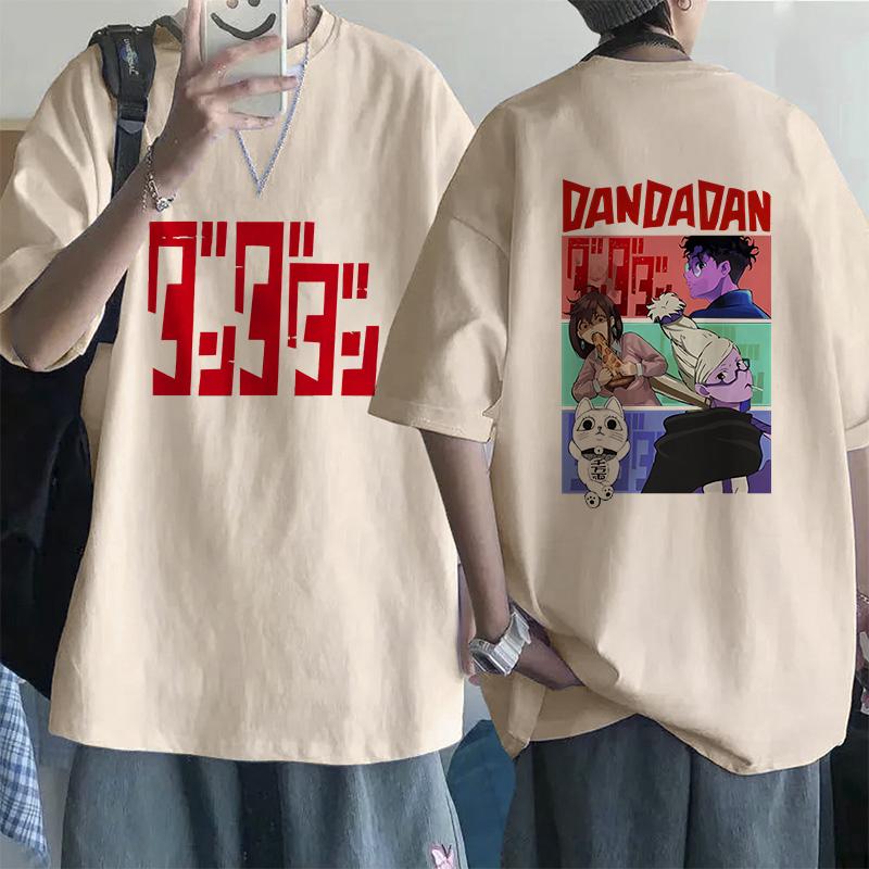 Retro Mange Men's T-shirt Japanese Anime Gothic T-shirt Dandadan Okarun90s Casual Loose T-shirt Versatile Streetwear