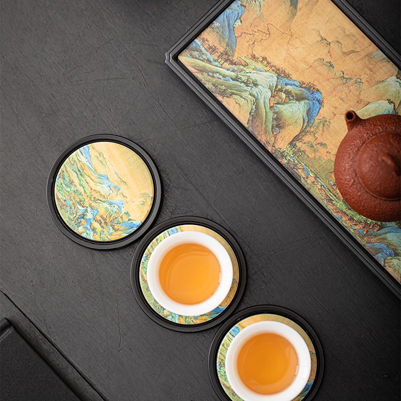 Chinese Style Ceramic Tea Coaster - Kung Fu Tea Ceremony Heat Insulation Cup Mat & Stand Accessories