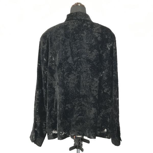 CHRISTIAN AUJARD Velour Shirt Jacket Shoulder Pads Women L Black(USED)