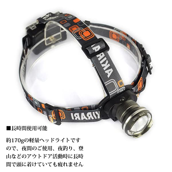 Exclusive AKIRARI LED Headlight Flashlight Battery Operated 3 Modes Zoom Adjustable 1800LM CREE XML T6 Headlamp Disaster Prevention Adjustable High