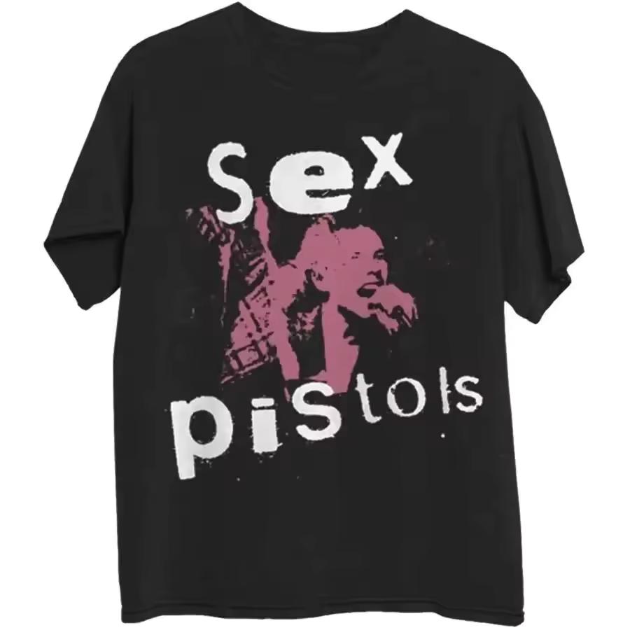 British Punk Rock Band Sex Pistols Classic Poster Print T-Shirt Men's Clothes Women's Summer Style Cotton Street Hip Hop Y2K Top