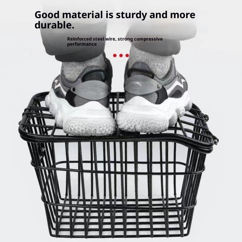 Metal Bike Rear Basket with Integrated Rear Light Bicycle Storage Seat Rack Large Capacity Cycling Rear Frame Shelf