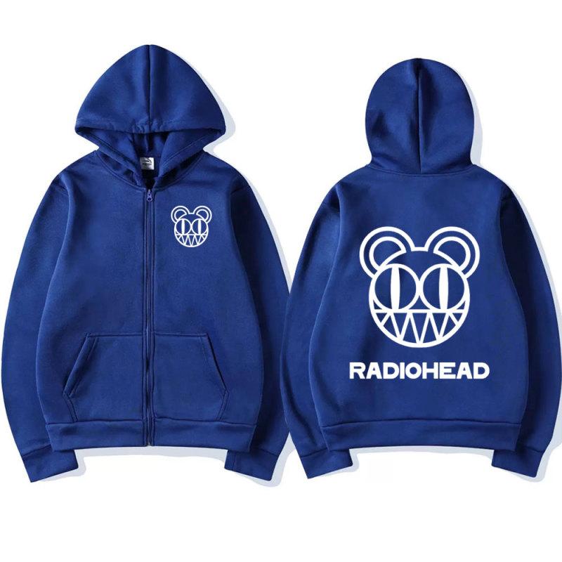 Рок-группа Radiohead Логотип Толстовка на молнии Мужская мода Винтаж Толстовка на молнии Панк Хип-хоп Толстовки большого размера Куртка Верхняя одежда XL темно-синий 1390₽
