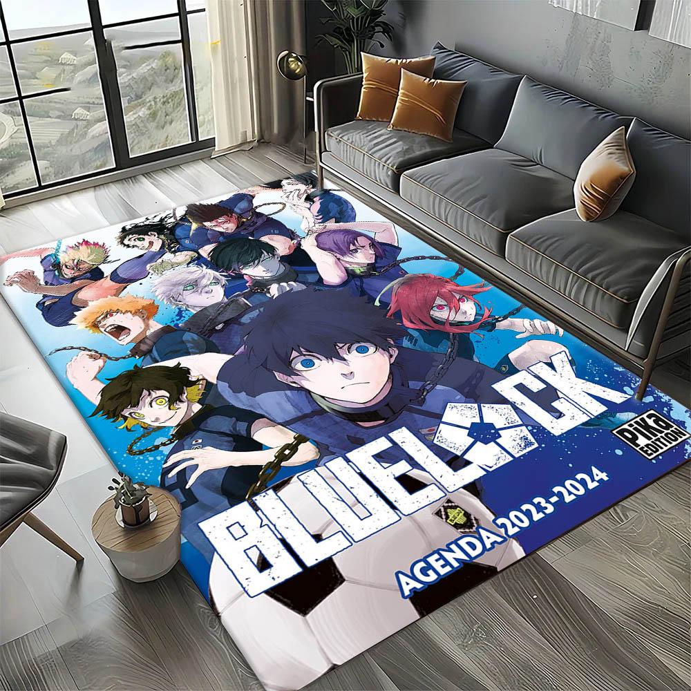 Dywanik Artystyczny 3D B-Blue L-Lock Japońskie Anime do Wystroju Pokoju Kanapy Boże Narodzenie Halloween Prezenty Dywanik do Strefy Gier Mata Podłogowa Antypoślizgowa
