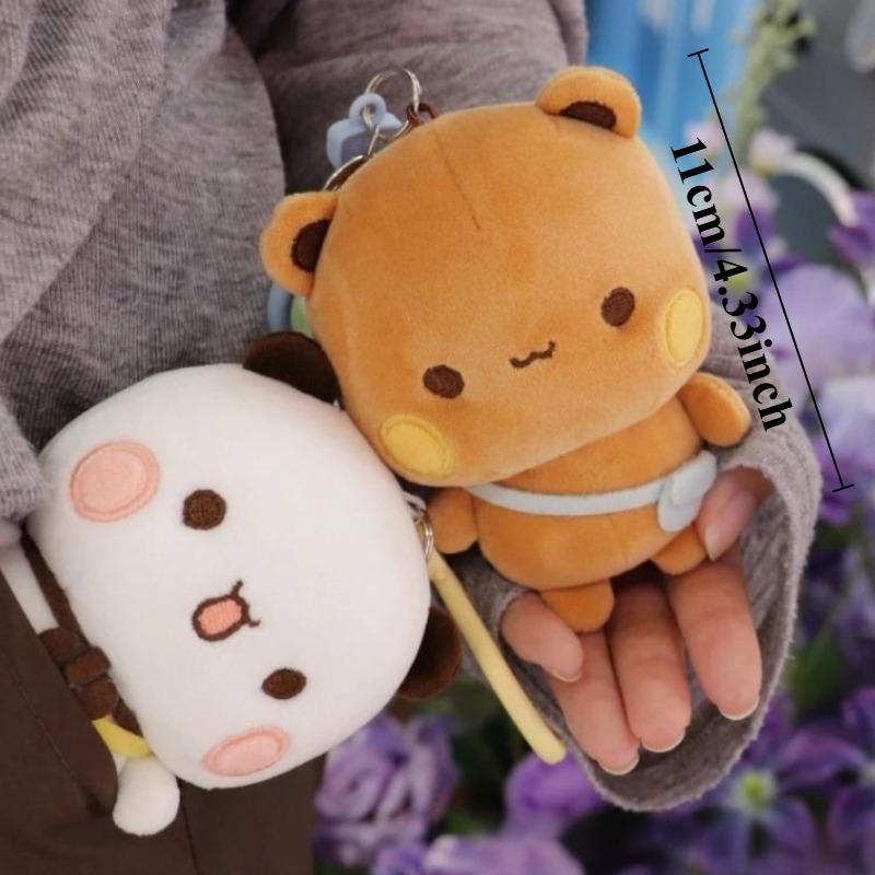 Non-Toxic Cute Bubu And Dudu Panda Plush Keychain Kawaii Cartoon Fluffy Brown Bear Toy Bag Pendant Couple Birthday Gifts Valentine'S Day