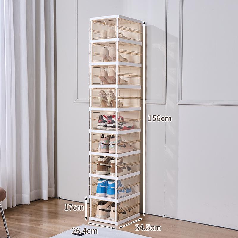 Transparent Plastic Foldable Shoe Storage Box - No-Installation Dustproof Shoe Cabinet & Movable Rack.