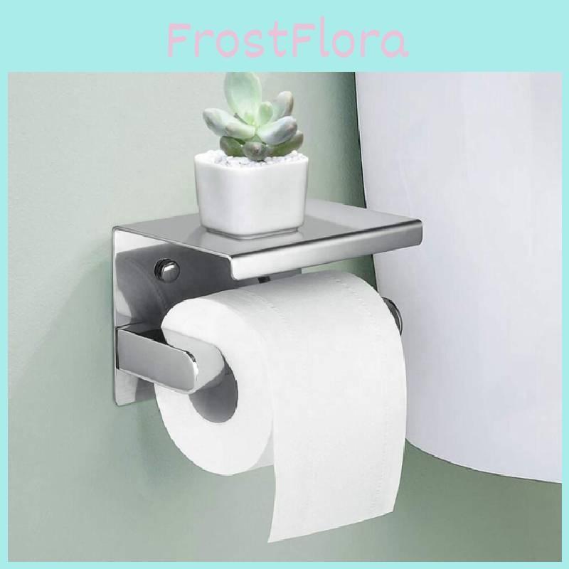 Steel Stainless 304 Toilet Paper Holder With Phone Shelf Modern Bathroom Decor