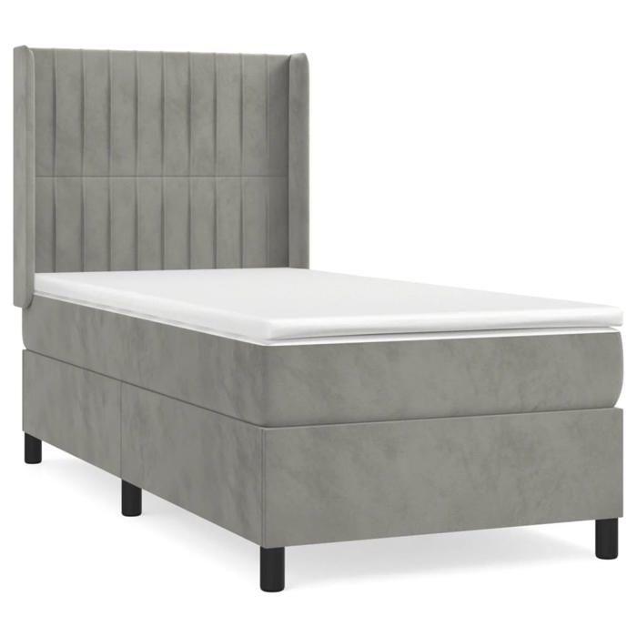 Maison Exclusive - Sommier à lattes de lit et matelas Gris clair 90x200 cm Velours