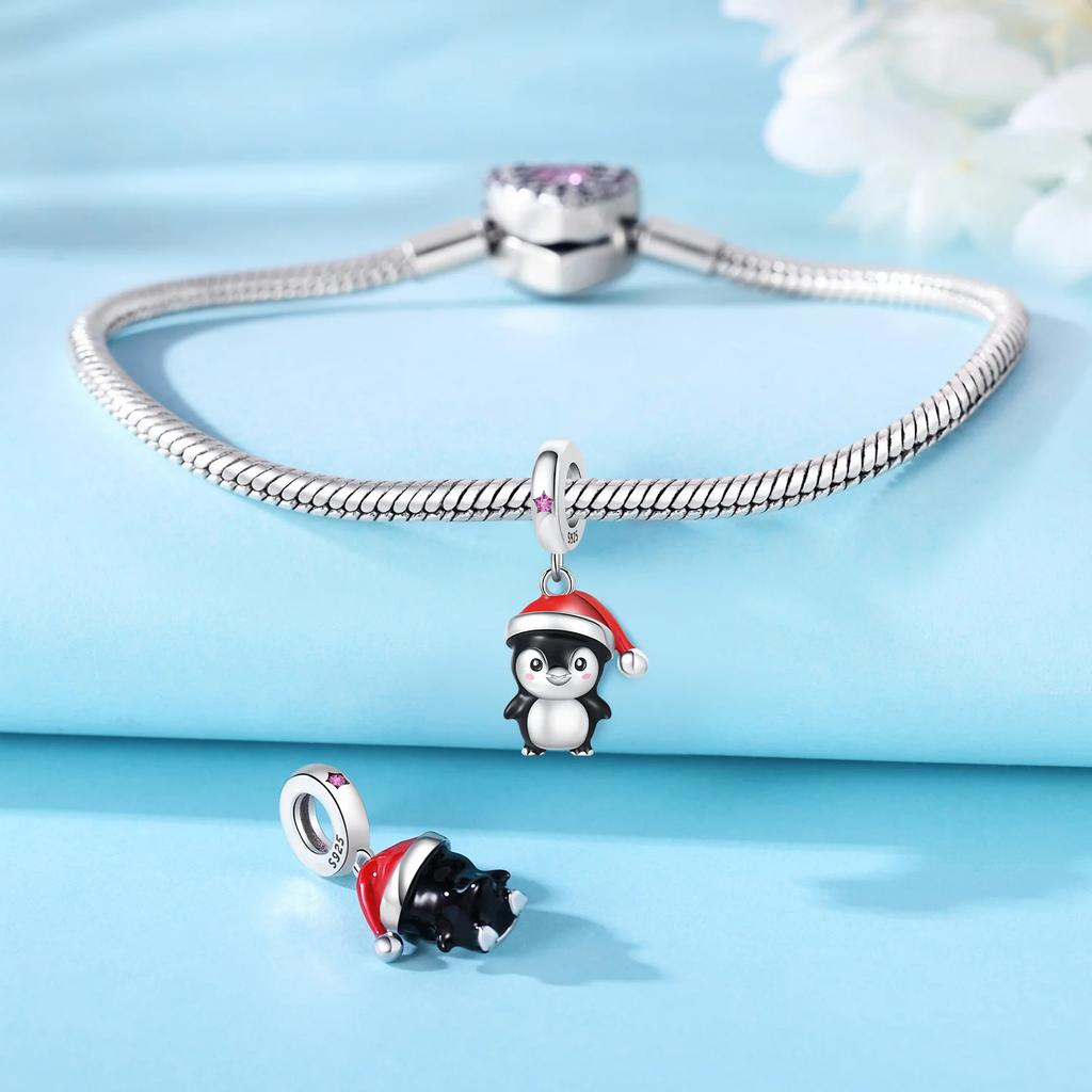 Copper Santa Claus Sled Bead Charms Christmas Penguin Charm Bead Charms Compatible With Authentic Bracelets for Women Diy Jewellery Fine Gifts Accesso