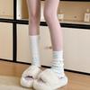 Sweet Girls Leg Warmers Women Ribbed Knit Striped Foot Cover Elegant Bowknot Ruffled Trim Boot Cuffs Footless Calf Socks