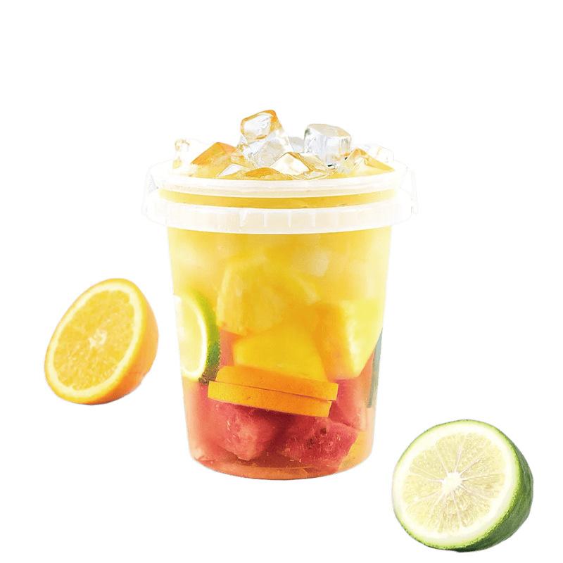 

5/10 33.81 унц Многоразовый пластиковый стакан с крышкой для ледяных напитков/фруктов/ведер со льдом, подходит для вечеринок и повседневного использования 5PCS белый
