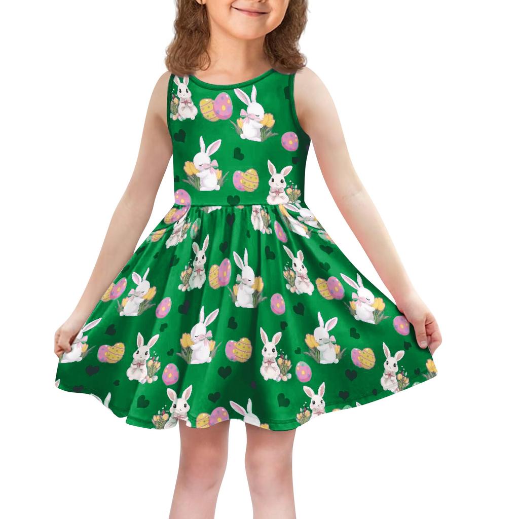 Children's Fashionable Comfortable Casual Sleeveless Easter Print Dress