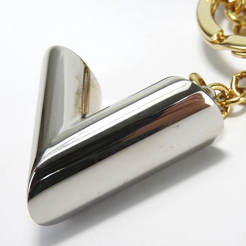 Used LOUIS VUITTON Key ring Portocle Night Light MP1842 Monogram reverse/leather Brown black Studs