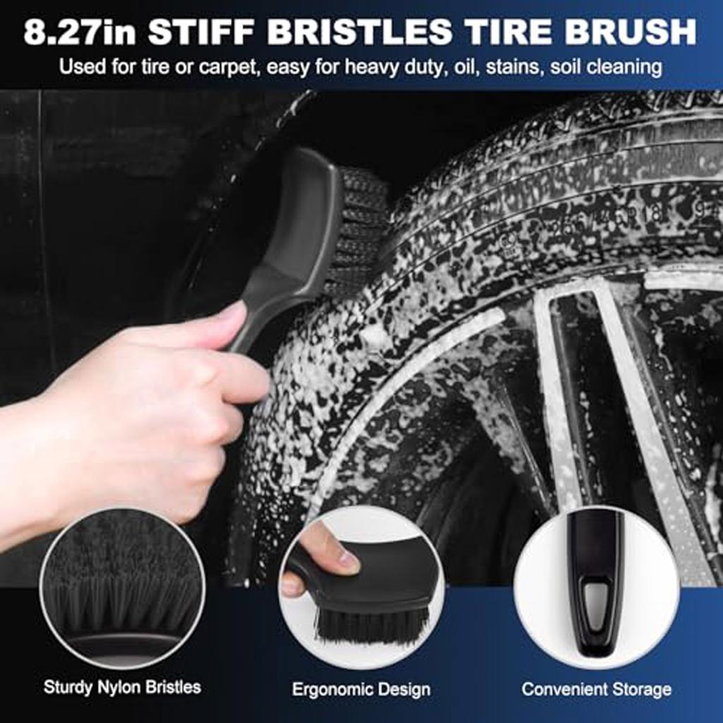 Car Cleaning Kit 7-piece Wheel Brush Gray Tire Brush Tortoise Pattern Sponge Brush